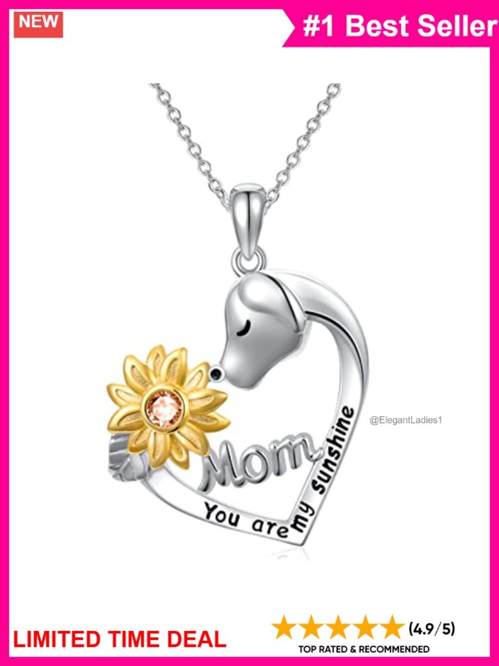 Sterling Silver Cubic Zirconia Heart Pendant Necklace Dainty Adjustable Chain